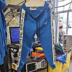 True Religion Vibrant Blue Sweatpants with Side Branding